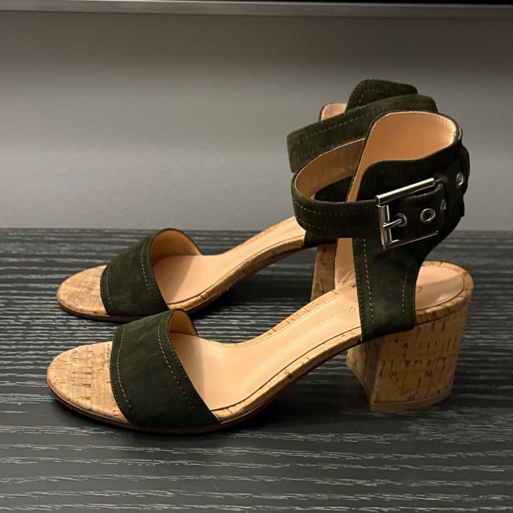 Gianvito Rossi Olive Suede Sandals